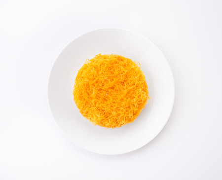 foy thong cake on white plateの写真素材