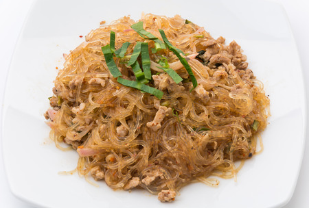 Larb vermicelli or Spicy Vermicelli.Traditional Thai foodの写真素材