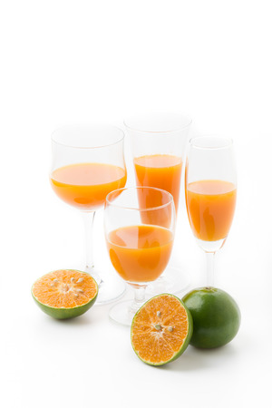 orange juice isolated on white backgroundの写真素材