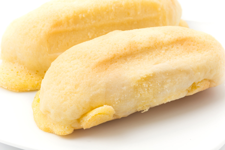 Bread butter isolated on white backgroundの写真素材