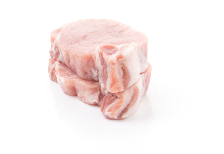 raw meat pork steak isolatedの写真素材