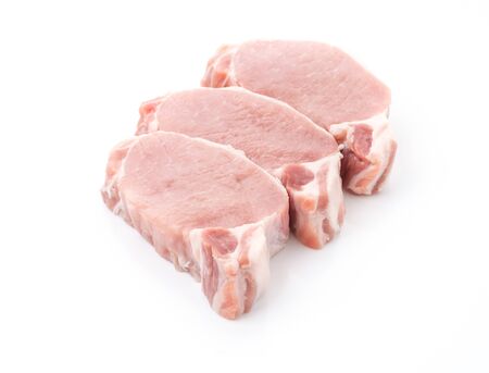 raw meat pork steak isolatedの写真素材