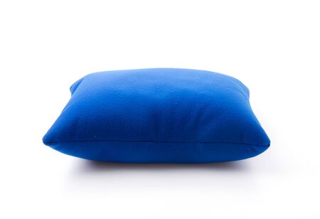 blue neck pillows isolated on white backgroundの写真素材