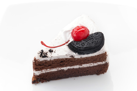 chocolate cake isolated on white backgroundの写真素材