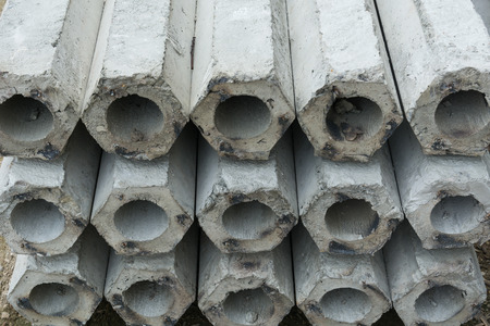 The pile of hexagon concrete foundation piles.の写真素材