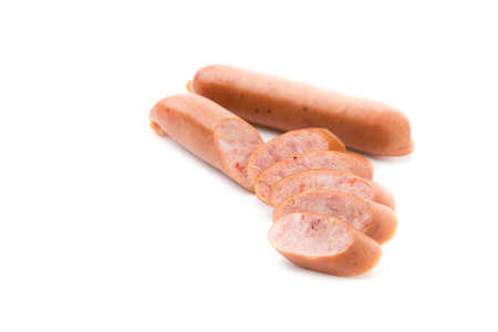 sausages isolated on white backgroundの写真素材