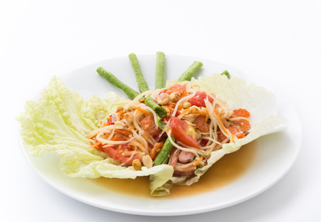 Thai papaya salad also known as Som Tumの写真素材