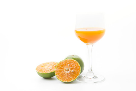 orange juice isolated on white backgroundの写真素材