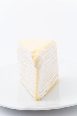 vanilla crape cake isolated on white backgroundの写真素材