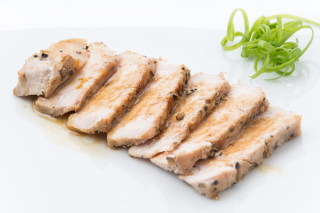 Pork steak slide with spicy pepperの写真素材