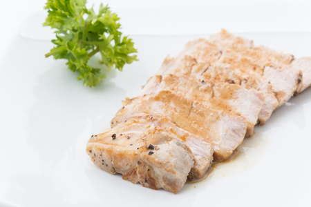 Pork steak slide with spicy pepperの写真素材