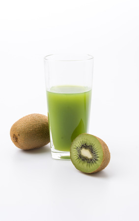 Kiwi fruits and kiwi juiceの写真素材