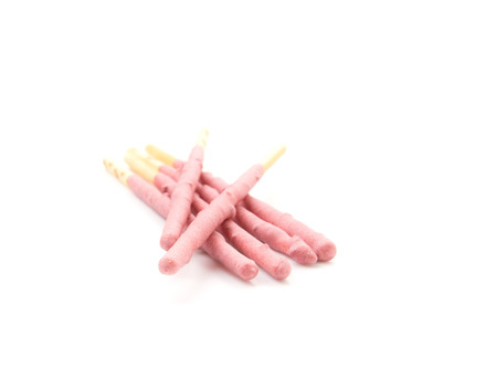 strawberry pretzel snack sticks isolatedの写真素材