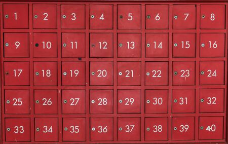 deposit locker boxes in red colorの写真素材