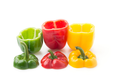 Sweet Peppers isolated on white backgroundの写真素材