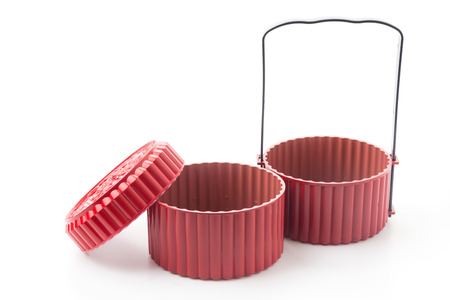 red tiffin isolated on white backgroundの写真素材