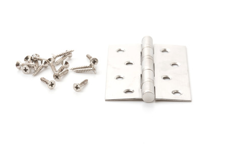 hinge and screw on white backgroundの写真素材