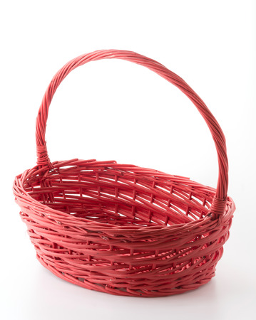 Woven basket on white backgroundの写真素材