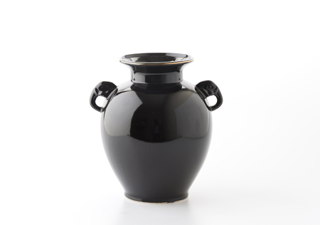 black vase isolated on white backgroundの写真素材