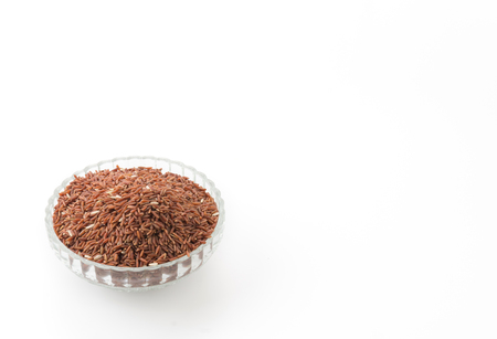 pound red rice on white backgroundの写真素材