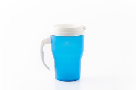 Glass of drink with lidの写真素材