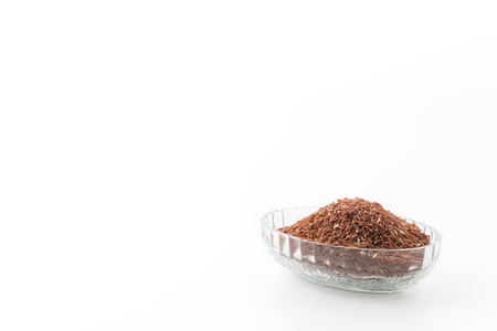 pound red rice on white backgroundの写真素材