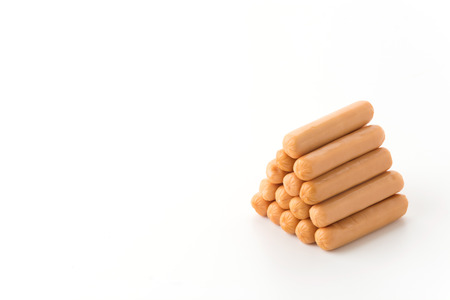 sausages isolated on white backgroundの写真素材