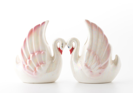 double goose ceramic on white backgroundの写真素材