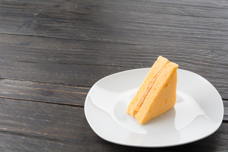 chiffon cake on wood table