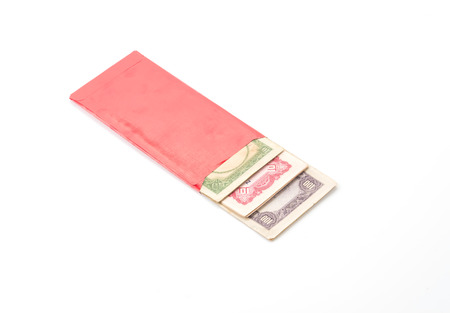 Chinese Red Envelope with chinese moneyの写真素材