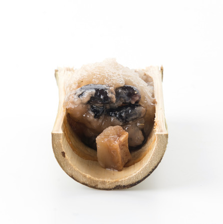 glutinous rice roasted in bamboo jointsの写真素材