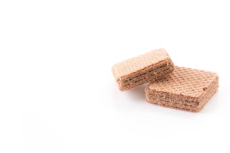 chocolate wafer on white backgroundの写真素材