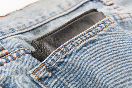 blue pocket jeans with walletの写真素材