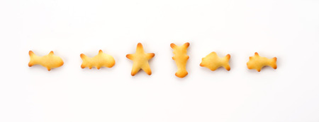 seafood shape biscuit on white backgroundの写真素材