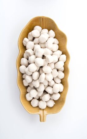 skewers of pork balls or pork meatballsの写真素材