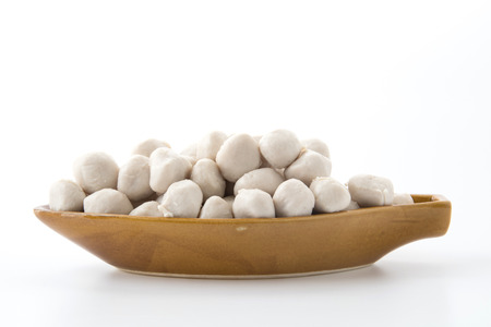 skewers of pork balls or pork meatballsの写真素材