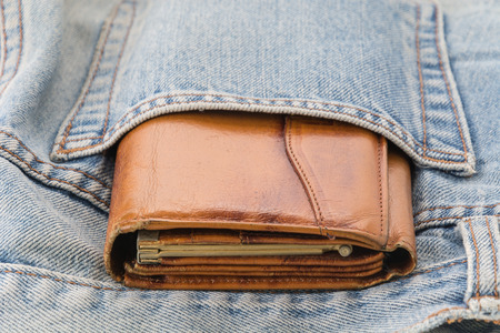 blue pocket jeans with walletの写真素材