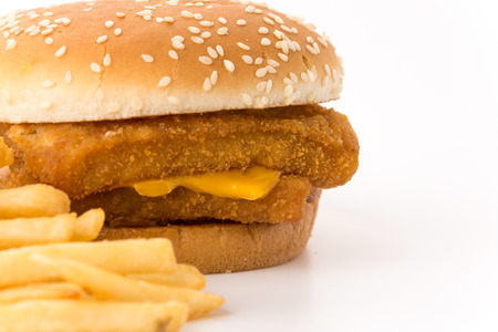 food : hamburgers on white backgroundの写真素材