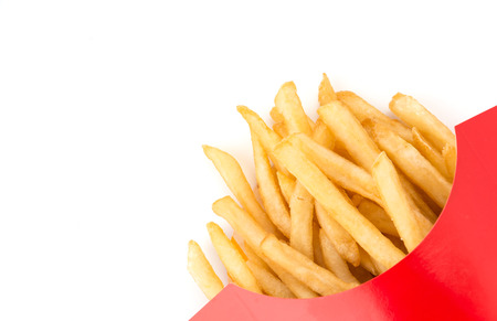 french fries on white backgroundの写真素材
