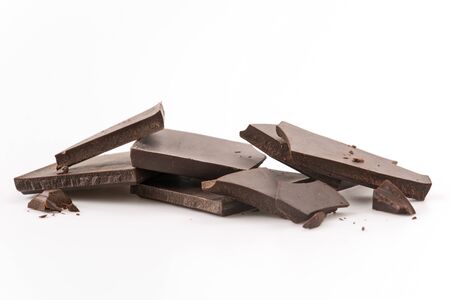 dark chocolate on white background