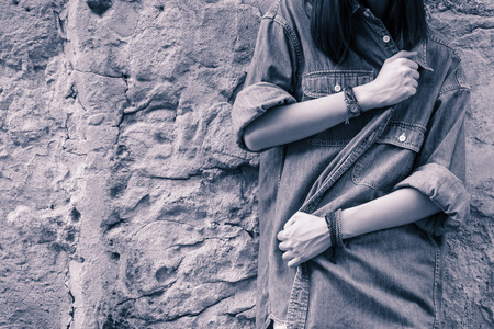 jeans with girl : vintage style in film textureの写真素材