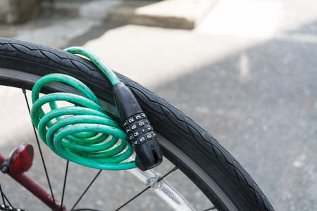 Number Lock on a Bike - soft focusin vintage styleの写真素材