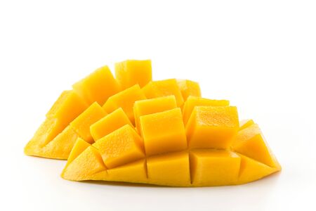 fresh mango on white backgroundの写真素材