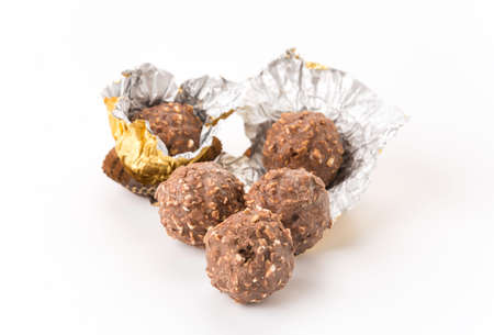 chocolate ball on white background