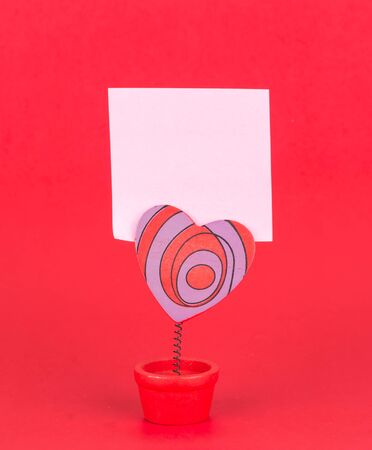 heart shape clip with paper noteの写真素材