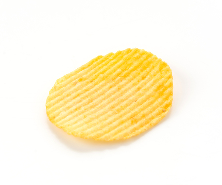 potato chips on white backgroundの写真素材