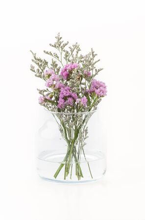 statice flower bouquet  on white backgroundの写真素材