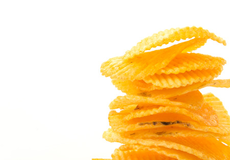 potato chips on white background