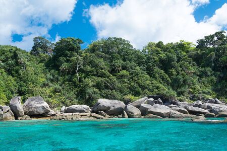 Koh Similan No.8 Island with Sailing Boat Rock landmark in Similan national park, Thailand.の写真素材