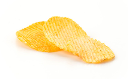 potato chips on white backgroundの写真素材